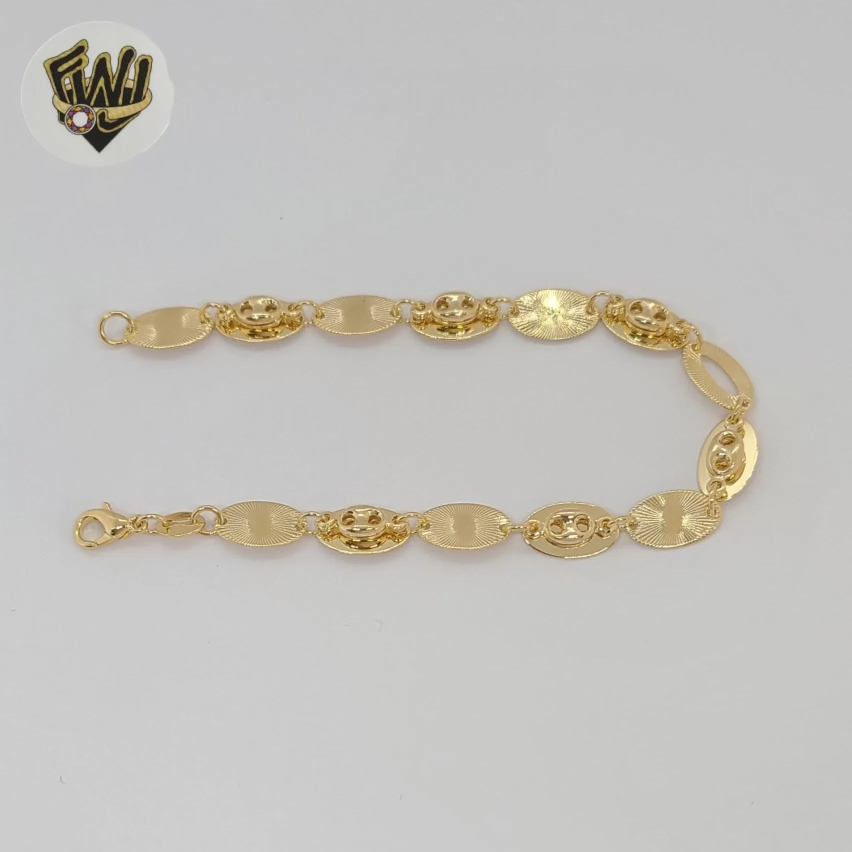 (1-0757-1) Gold Laminate - 7mm Double Link Bracelet - 7.5 - BGF