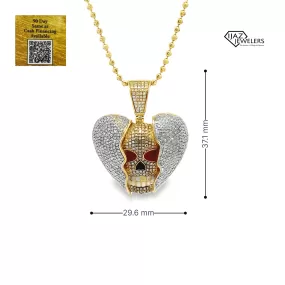 10K Gold 1.55 CTW Diamond Skull Heart Charm