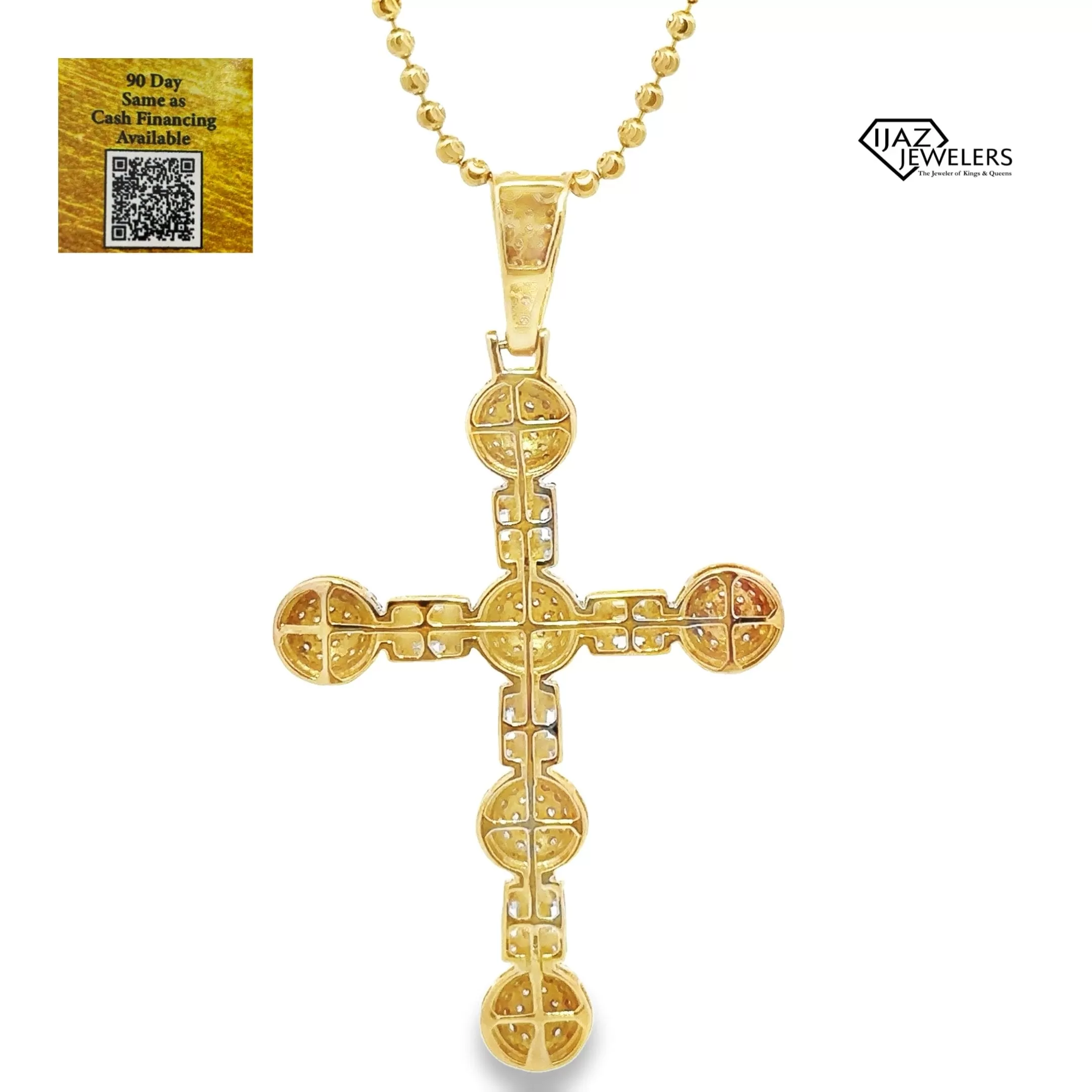 10K Gold Two Tone 2.20 CTW Diamond Cross Charm