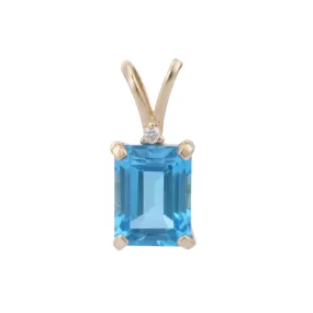 14K Gold Blue Topaz Pendant