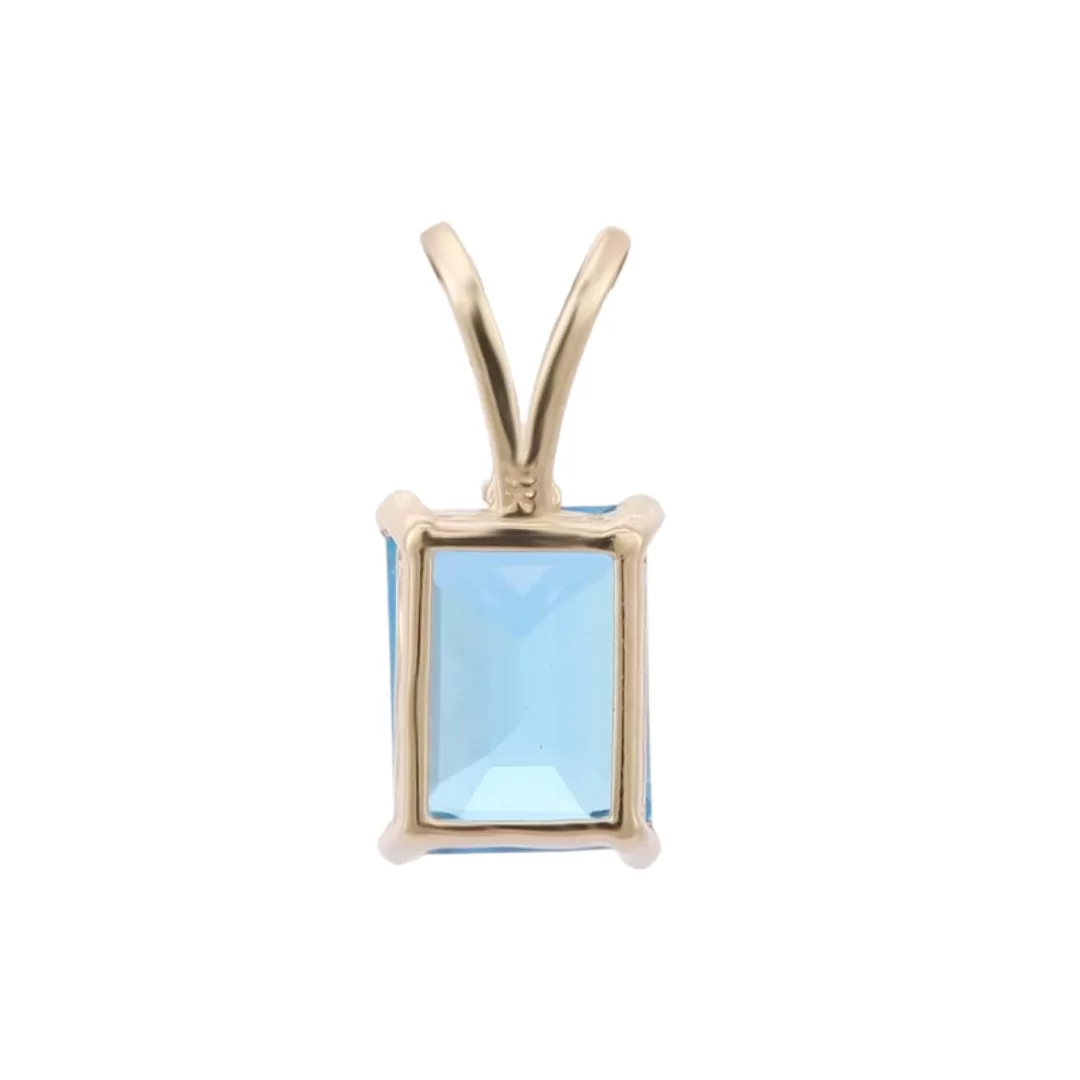 14K Gold Blue Topaz Pendant