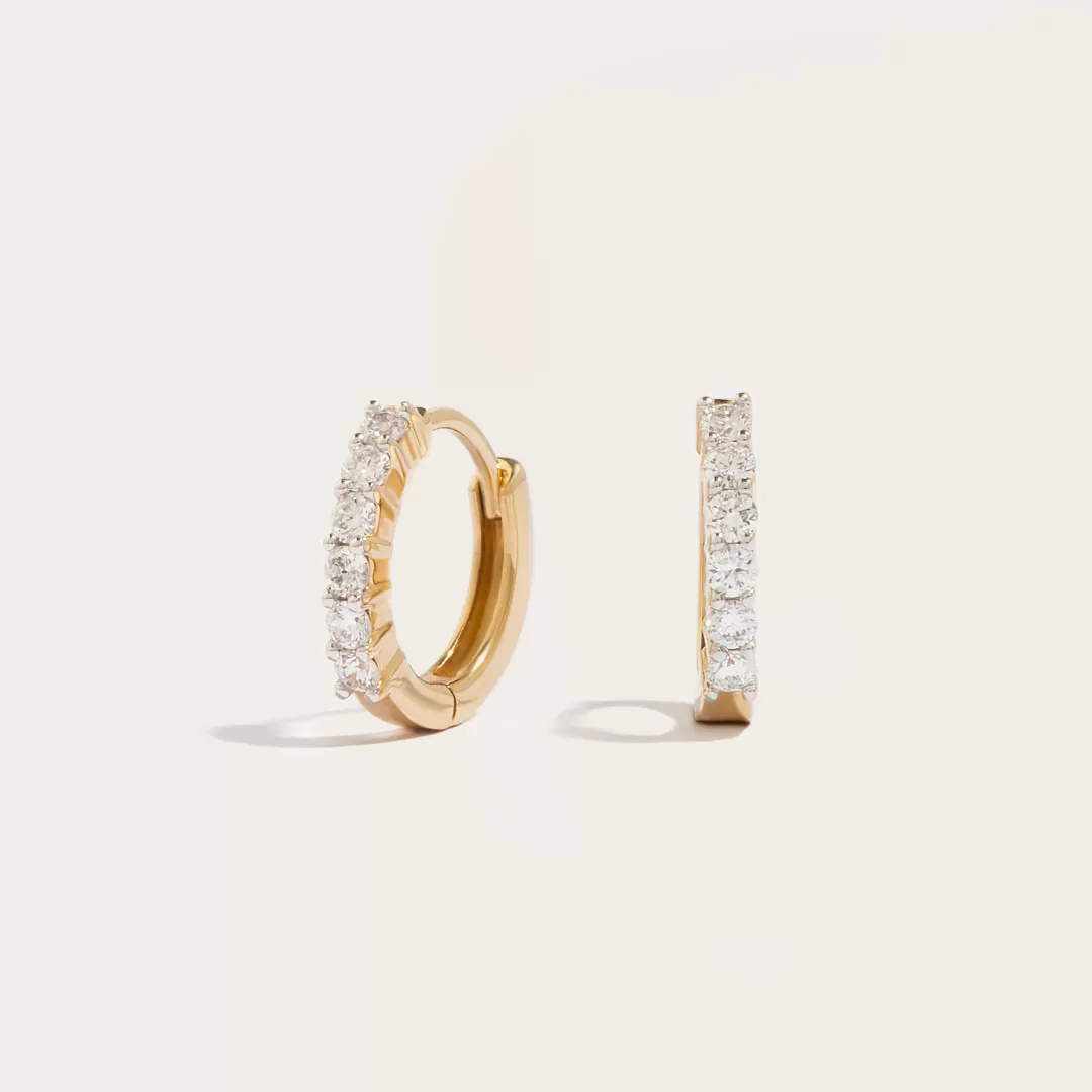 14K Gold Lab-Grown Diamond Pave Hoop Huggies