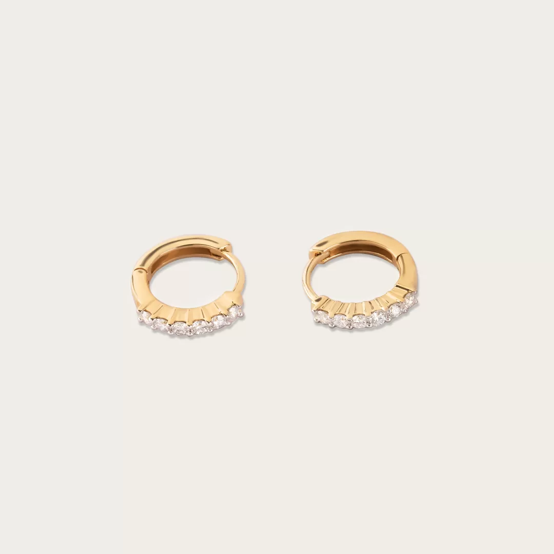 14K Gold Lab-Grown Diamond Pave Hoop Huggies