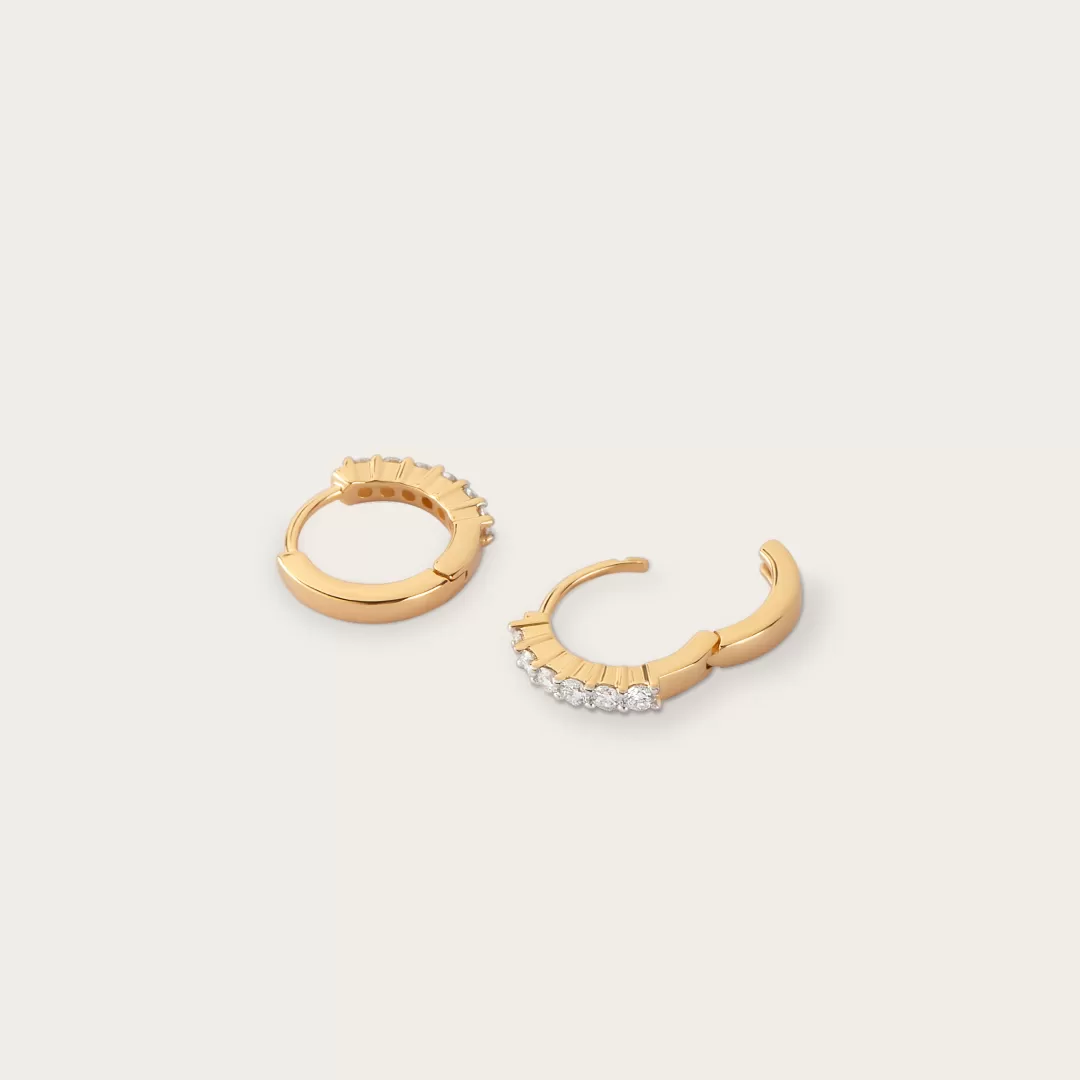 14K Gold Lab-Grown Diamond Pave Hoop Huggies