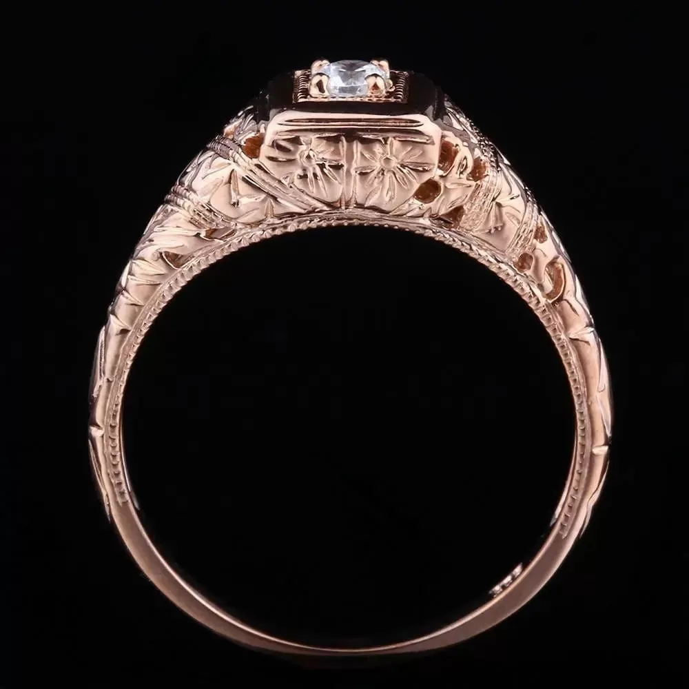 14k Rose Gold Vintage / Unique Moissanite Ring 0.1ct