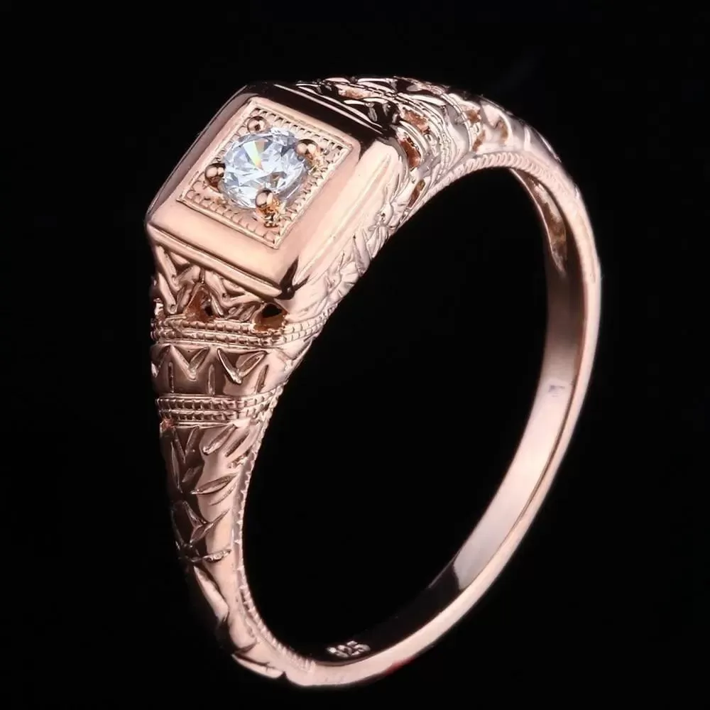 14k Rose Gold Vintage / Unique Moissanite Ring 0.1ct