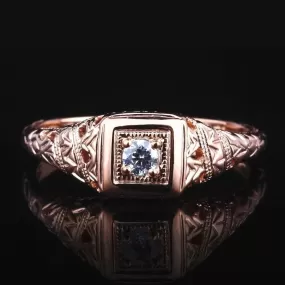 14k Rose Gold Vintage / Unique Moissanite Ring 0.1ct