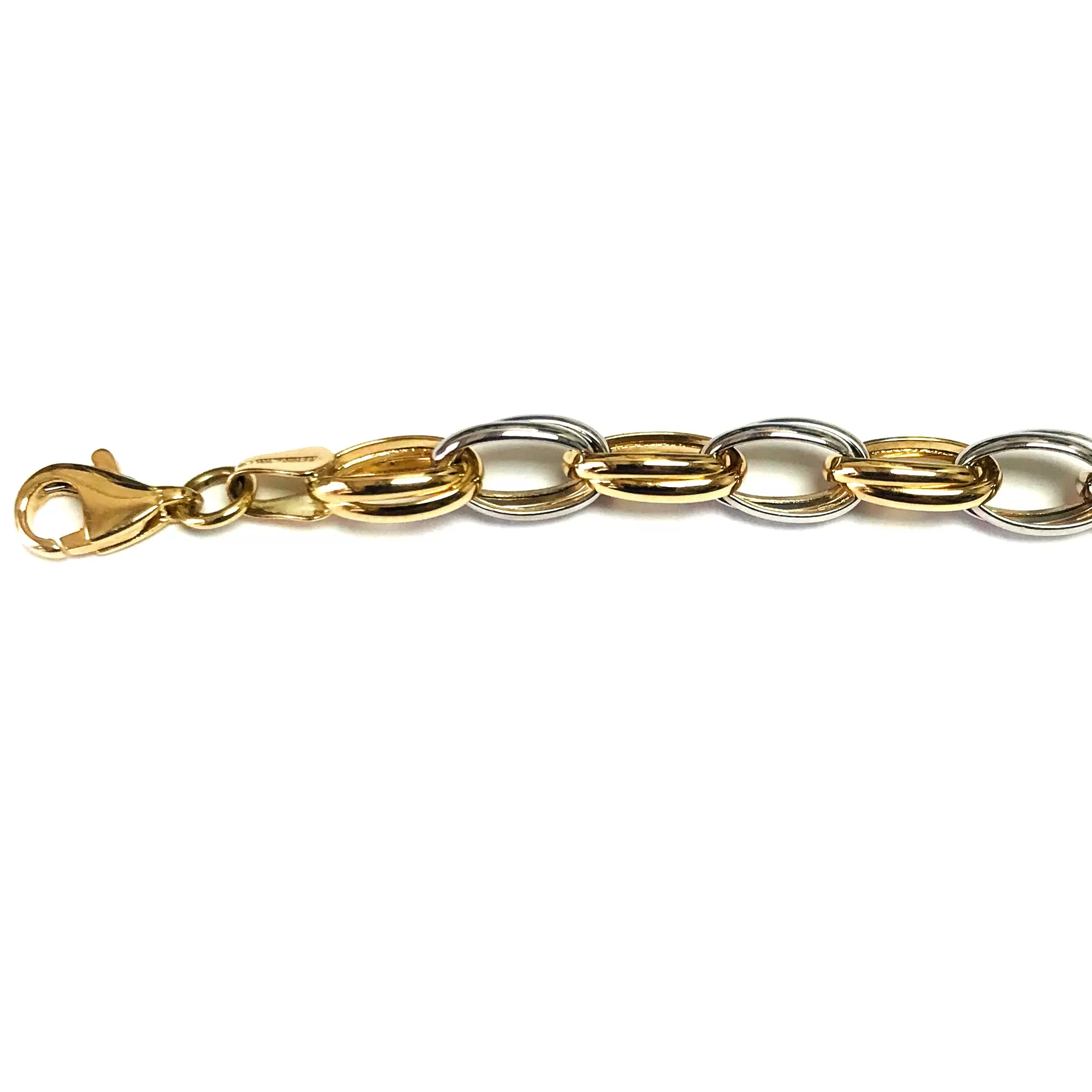 14k Yellow And White Gold Oval Links Bracelet, 7,25