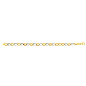 14k Yellow And White Gold Oval Links Bracelet, 7,25