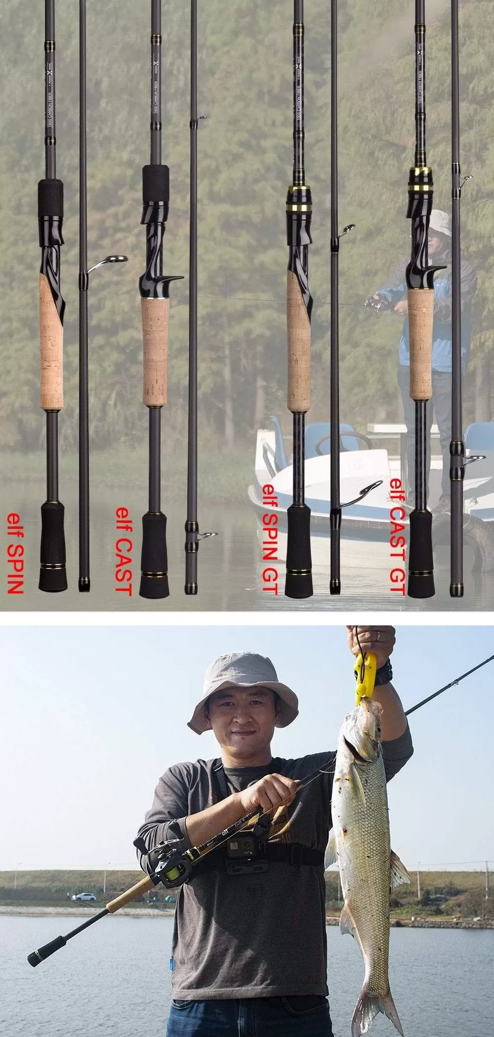 1.68m 2.1m 2.4 Casting Spinning Fishing Rod Travel Ultra Light Street Fishing Boat Lure Two Tips 5-50g M/ML/MH Fast Rod