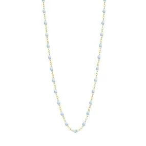 18K Gold and Baby Blue Resin Beaded Classic Necklace