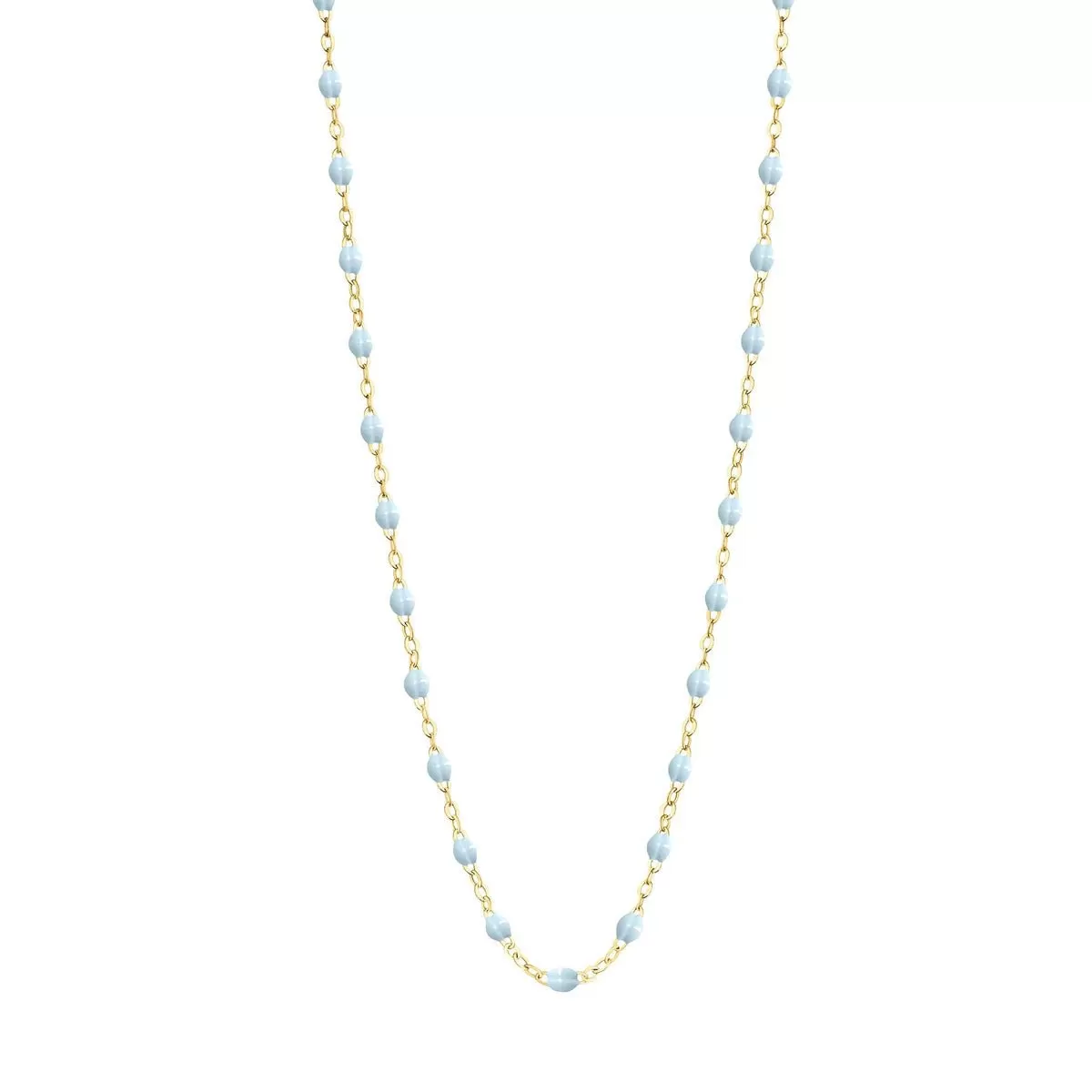 18K Gold and Baby Blue Resin Beaded Classic Necklace