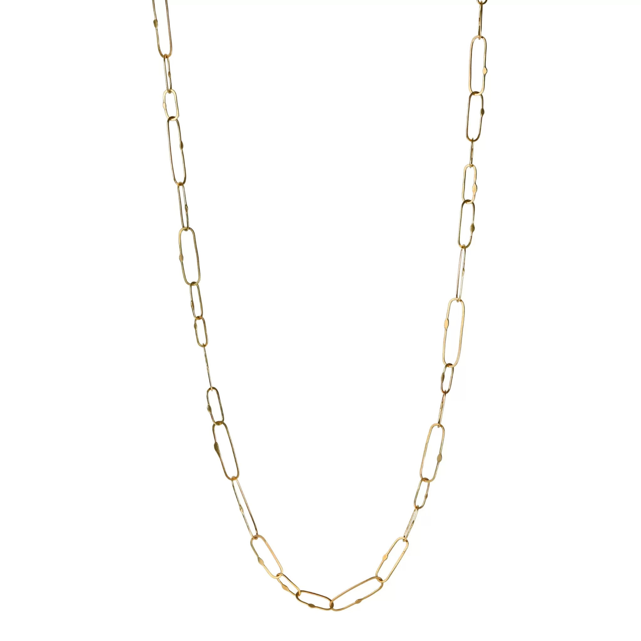 18K Gold Handmade Varied Stretched Link Chain - 18 Length