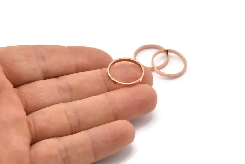 18mm Circle Connectors - 10 Rose Gold Plated Brass Circle Connectors (18x0.8x2mm) D0310 Q631