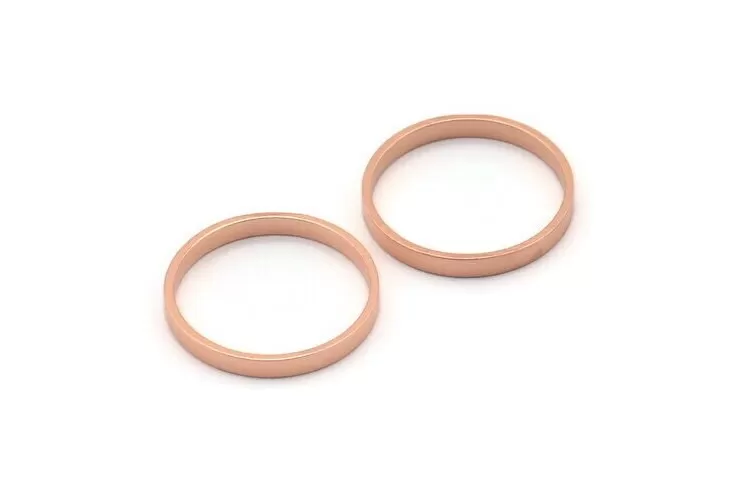 18mm Circle Connectors - 10 Rose Gold Plated Brass Circle Connectors (18x0.8x2mm) D0310 Q631