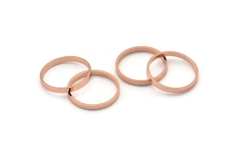 18mm Circle Connectors - 10 Rose Gold Plated Brass Circle Connectors (18x0.8x2mm) D0310 Q631