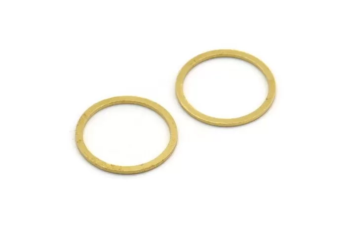 18mm Circle Connectors, 24 Raw Brass Circle Connectors (18x1.5x0.80mm) A5675