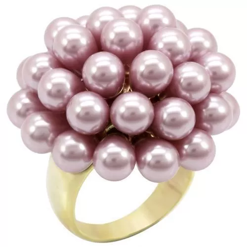 1W051 Gold Brass Ring with Synthetic in Light Amethyst