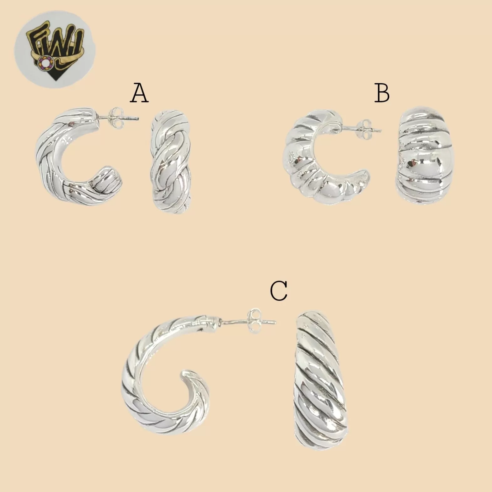 (2-4095) 925 Sterling Silver - Chunky Half Hoops.