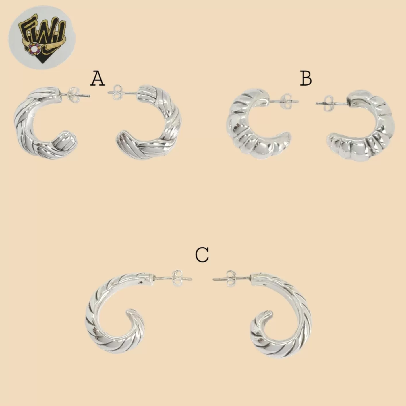 (2-4095) 925 Sterling Silver - Chunky Half Hoops.