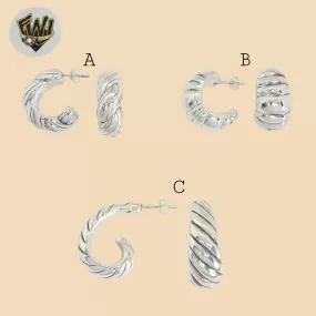 (2-4095) 925 Sterling Silver - Chunky Half Hoops.