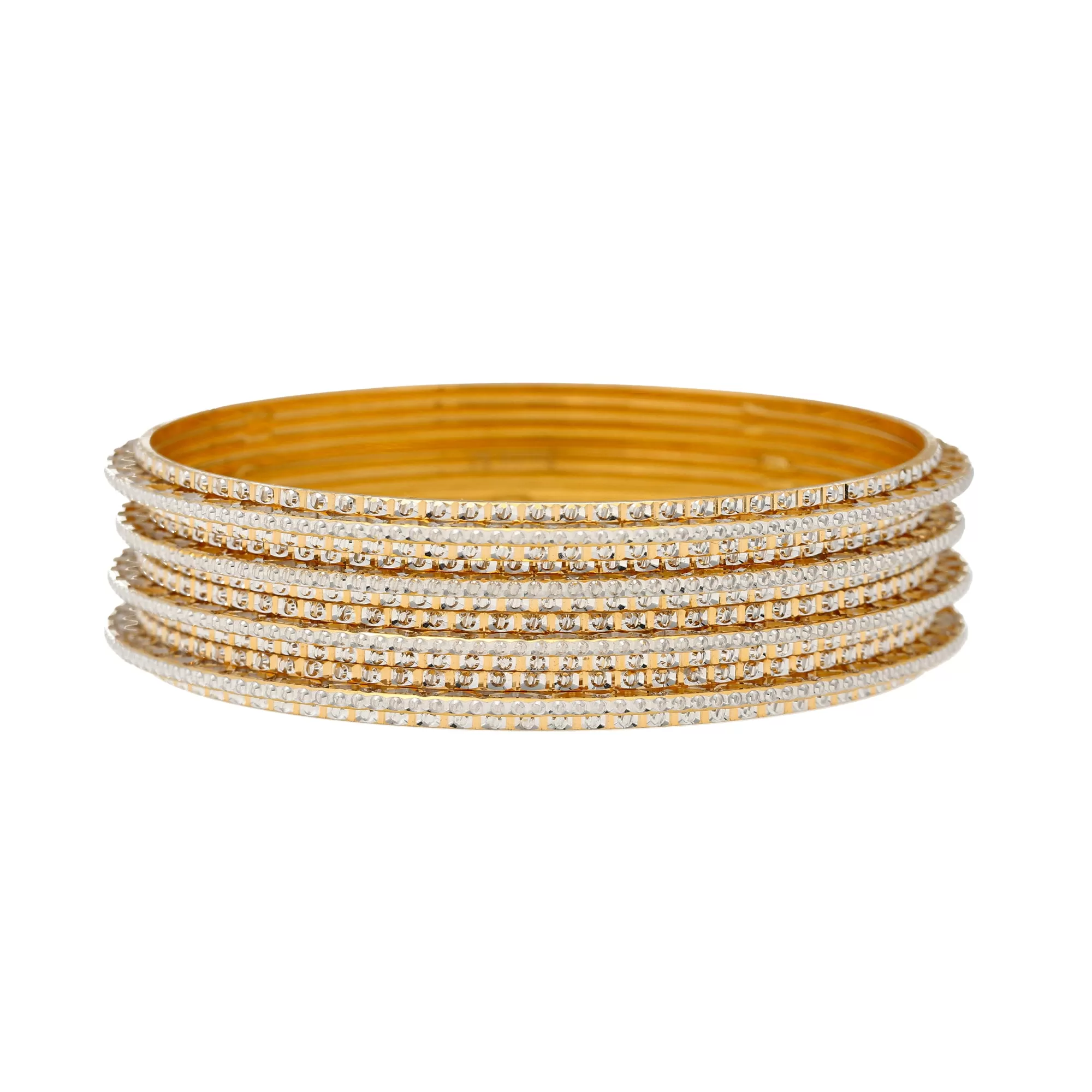 22K Multi-Tone Gold Bangle Set of 4 (127.6gm)