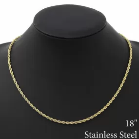 3 MM Rope Chain Stainless Steel Necklace