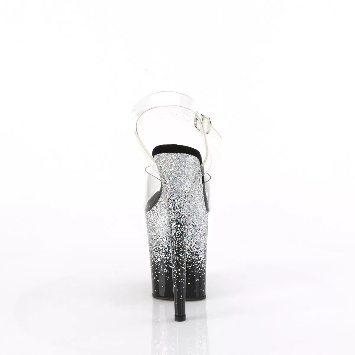 8 Inch Heel FLAMINGO-808SS Clear Silver Glitter