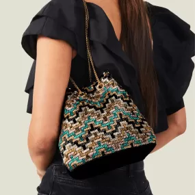 Accessorize London Women's Multi Geometric Beaded Duffle Bag