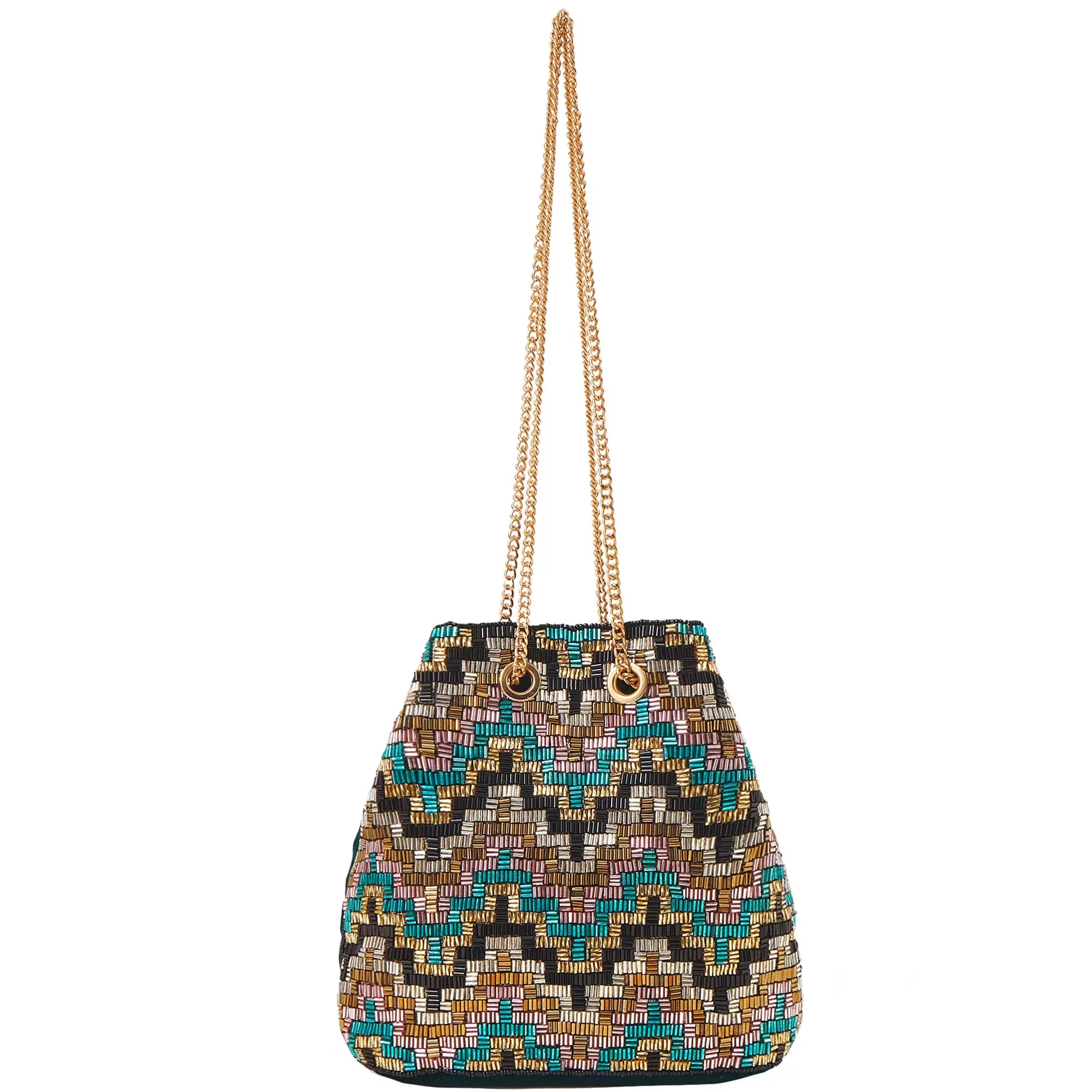 Accessorize London Women's Multi Geometric Beaded Duffle Bag