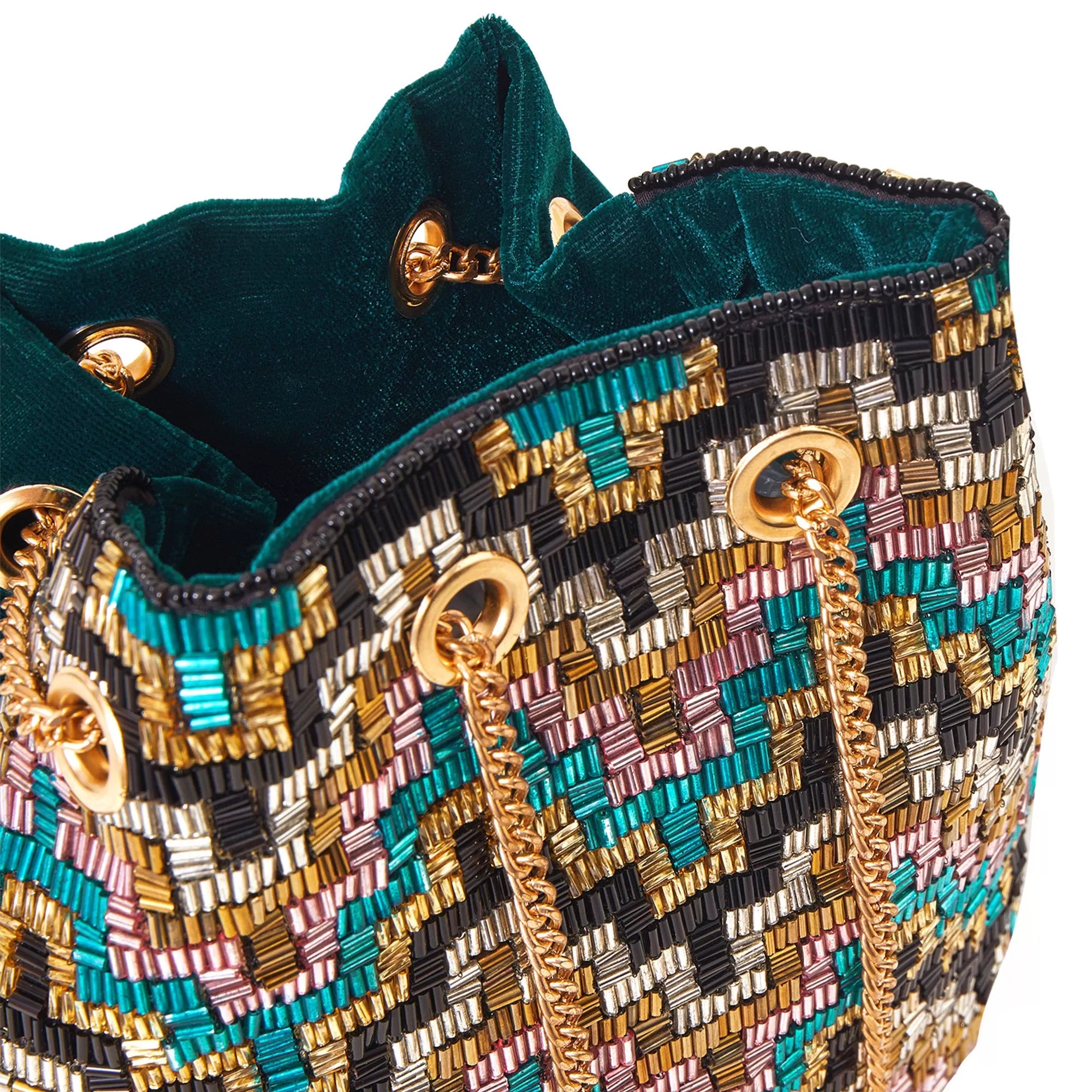 Accessorize London Women's Multi Geometric Beaded Duffle Bag