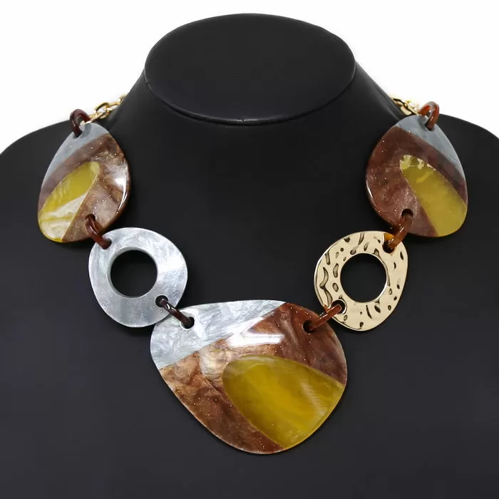 Acetate Plate Linked Short Necklace