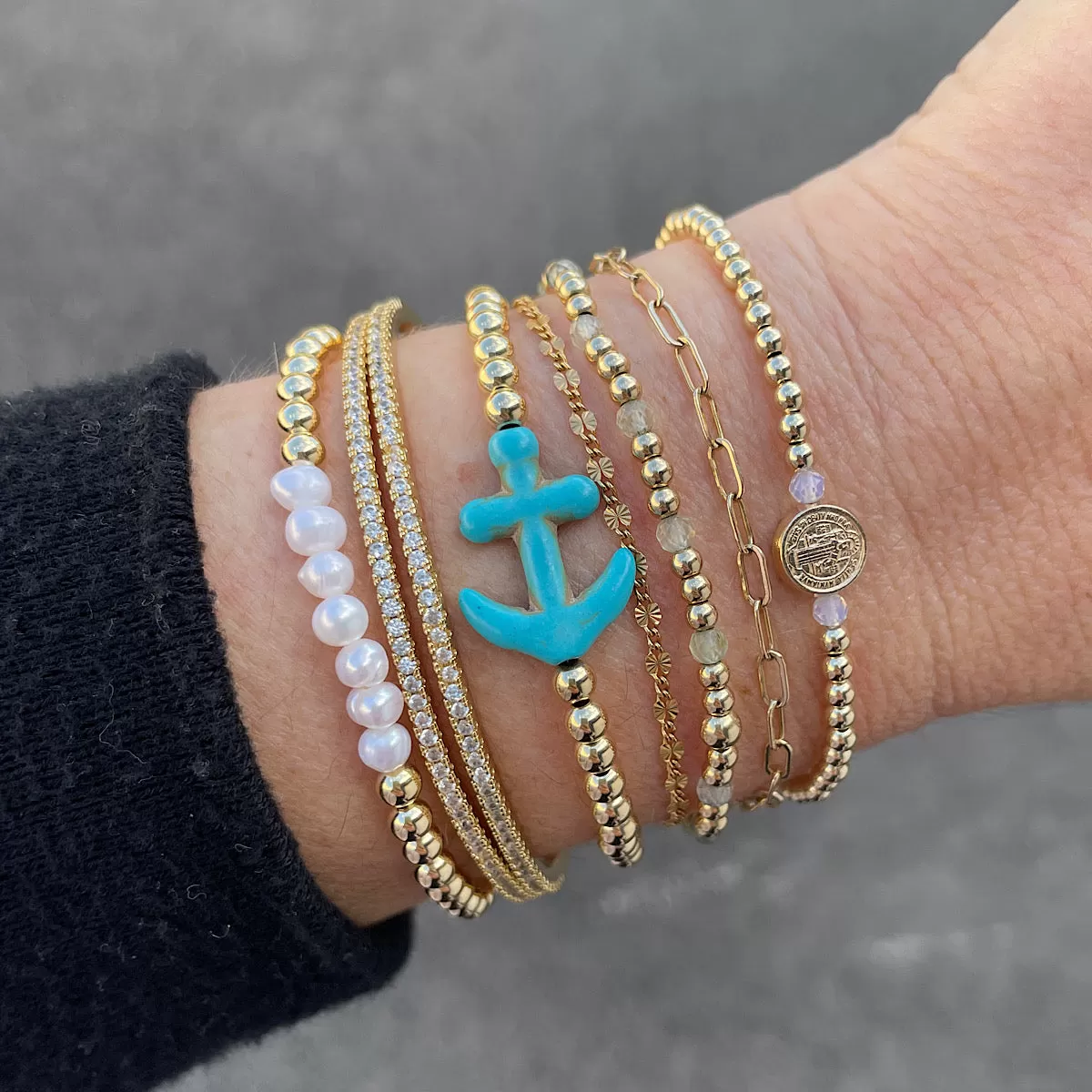 Anchor Bead Bracelet Sterling Silver