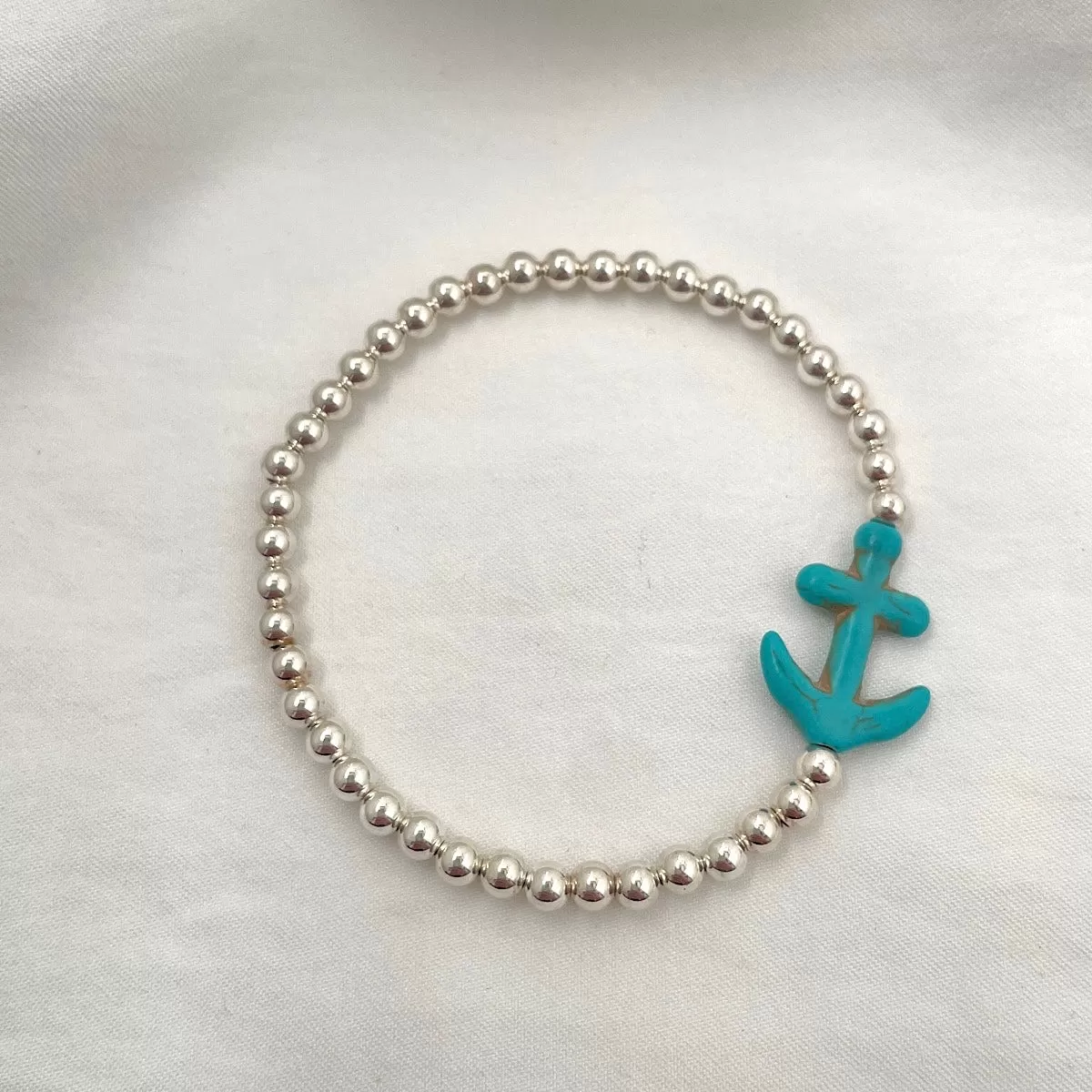 Anchor Bead Bracelet Sterling Silver