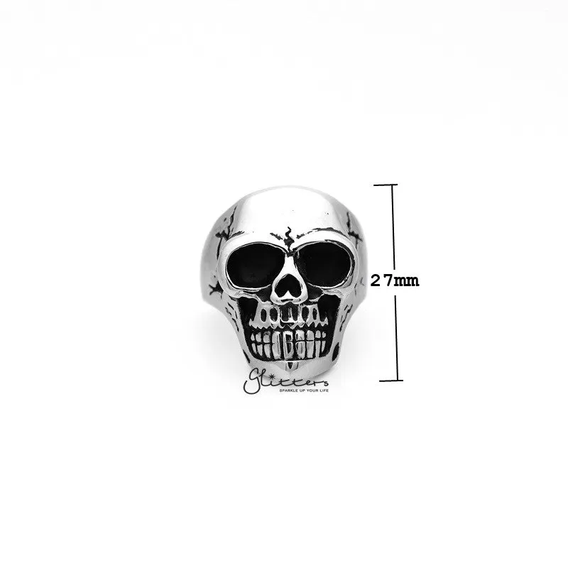 Antiqued Stainless Steel Classic Skull Head Casting Men's Rings