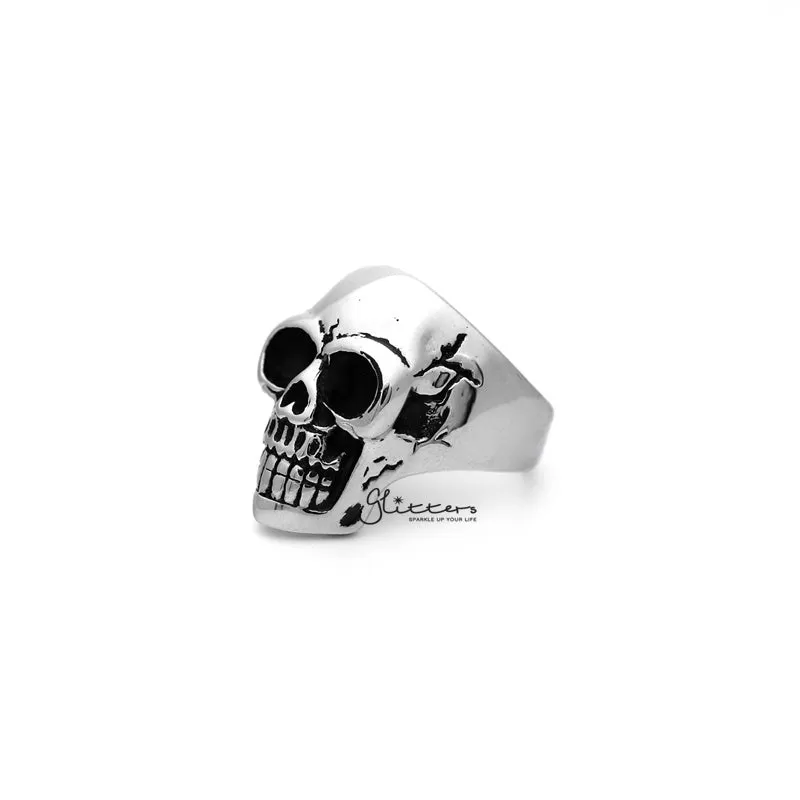 Antiqued Stainless Steel Classic Skull Head Casting Men's Rings