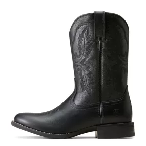 'Ariat' Men's 10 Sport Stratten Western Round Toe - Black Deertan