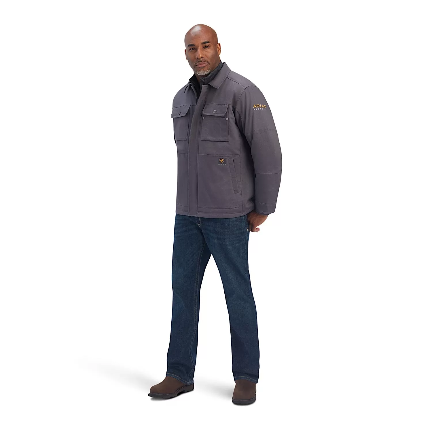 Ariat Mens Rebar Duracanvas Sherpa-Lined Coat Rebar Grey