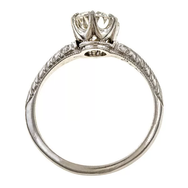 Art Deco Diamond Engagement Ring, Old European 0.86ct