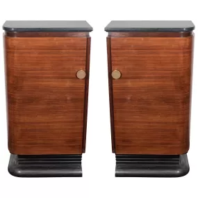 Art Deco Marble Topped Bar Cabinets