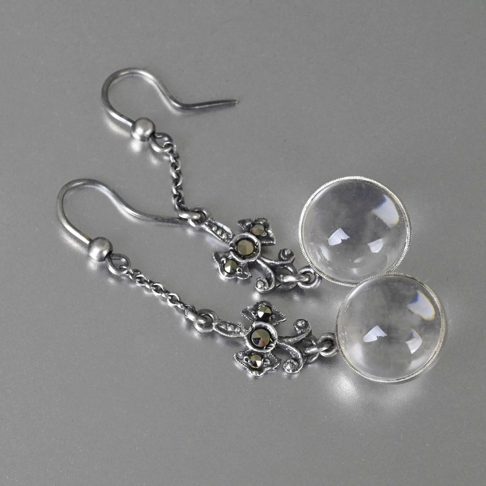 Art Deco Pools of Light Rock Crystal Earrings