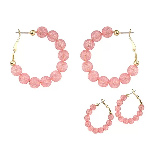 Barbie Theme Crack Beed Hoop Earrings