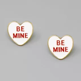 BE MINE Heart Enamel Stud Earrings