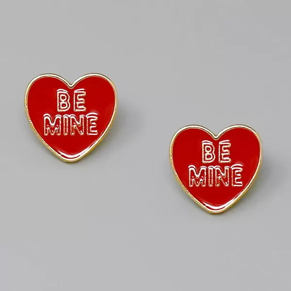 BE MINE Heart Enamel Stud Earrings