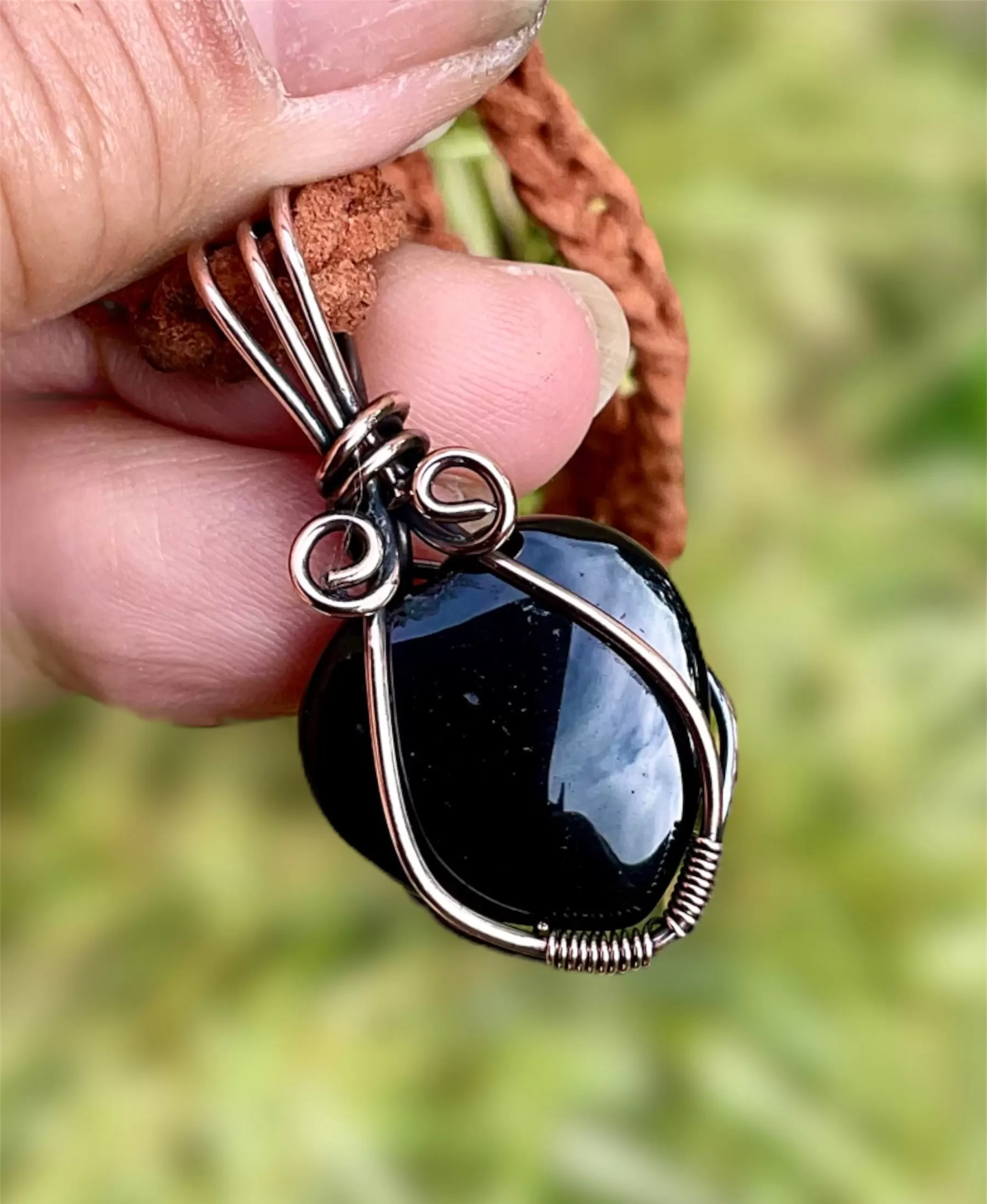 Black Obsidian Wire Wrapped Heart Pendants