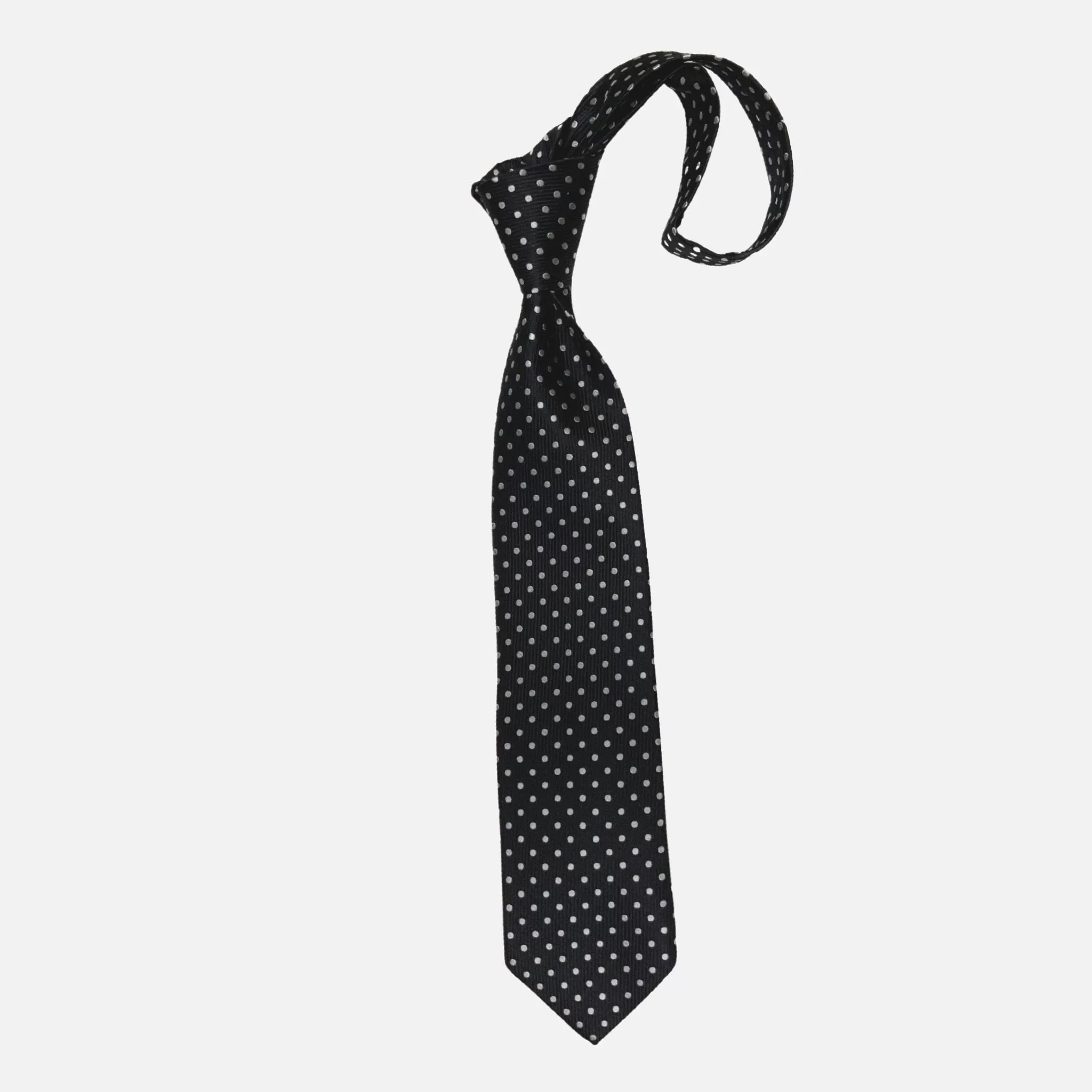 Black Polka Dot Premium Silk Tie by JZ Richards - Handcrafted Elegance from the USA