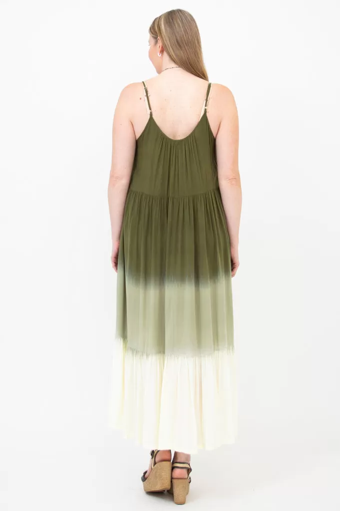 Boha Dress, Green Dip-Dye