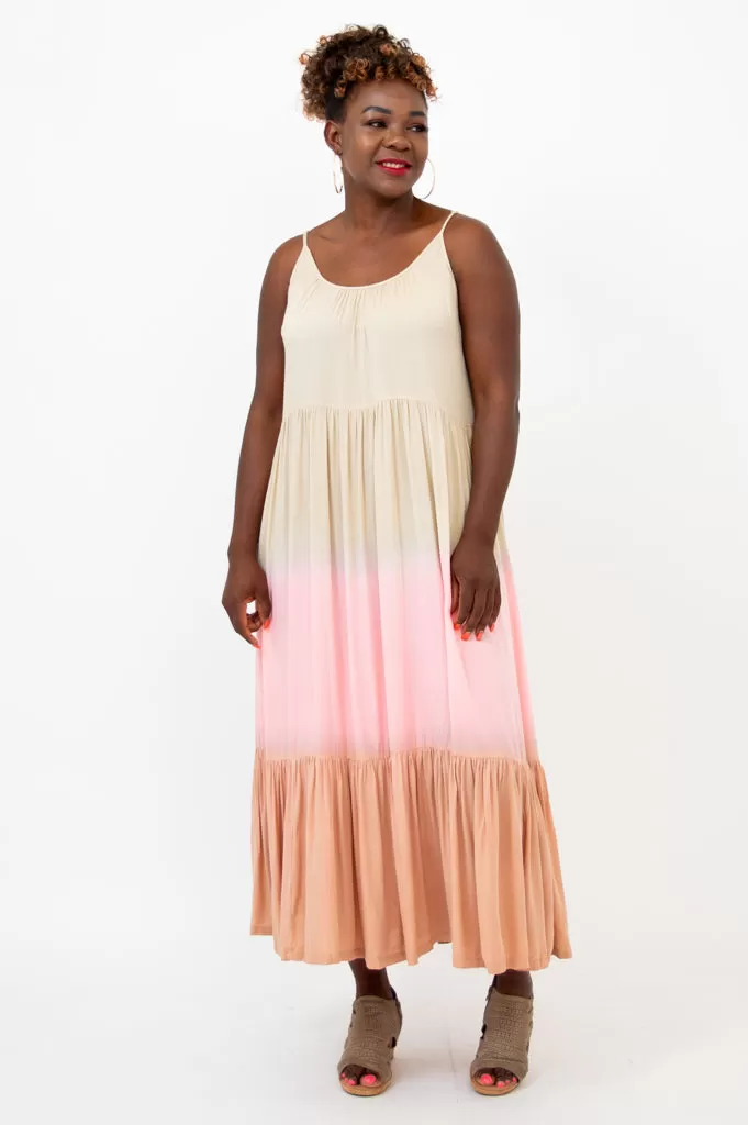 Boha Dress, Tan Dip-Dye