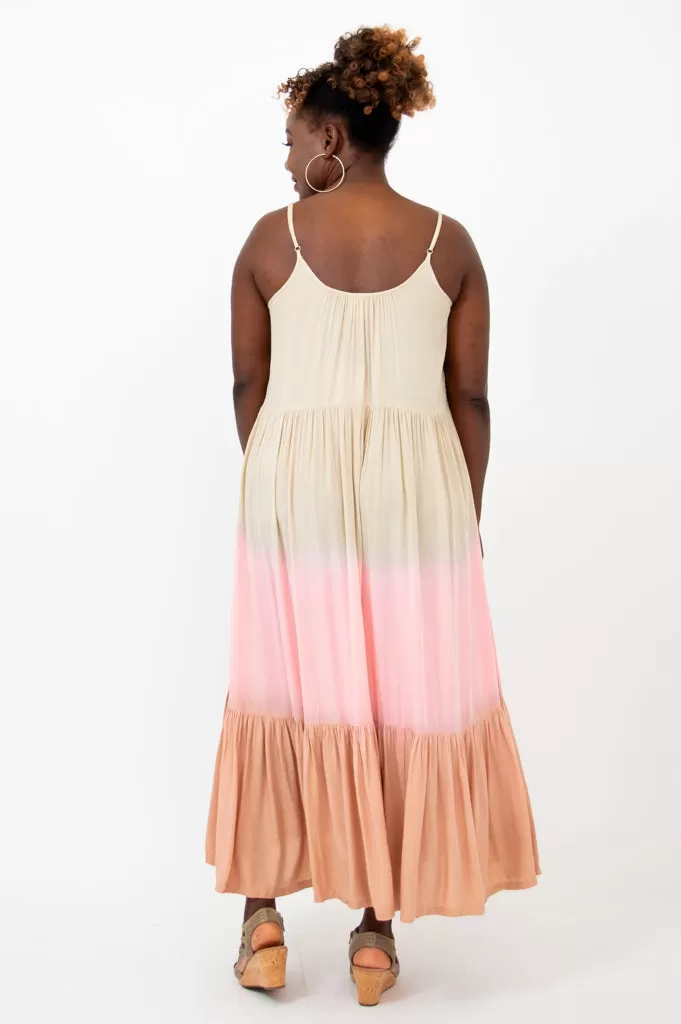 Boha Dress, Tan Dip-Dye