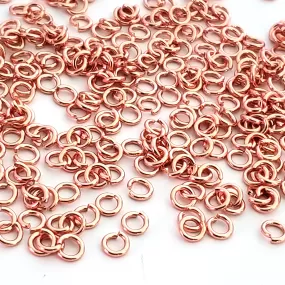 Brass Jump Rings, Rose Gold Plated Stainless, 6x1.2mm, Open, NOT Non-Tarnish, Lot Size 100